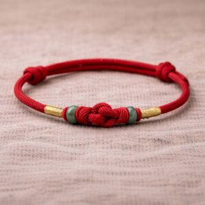 Red Thread of Intention · Handcrafted Red Cord Bracelet with Jade Beads