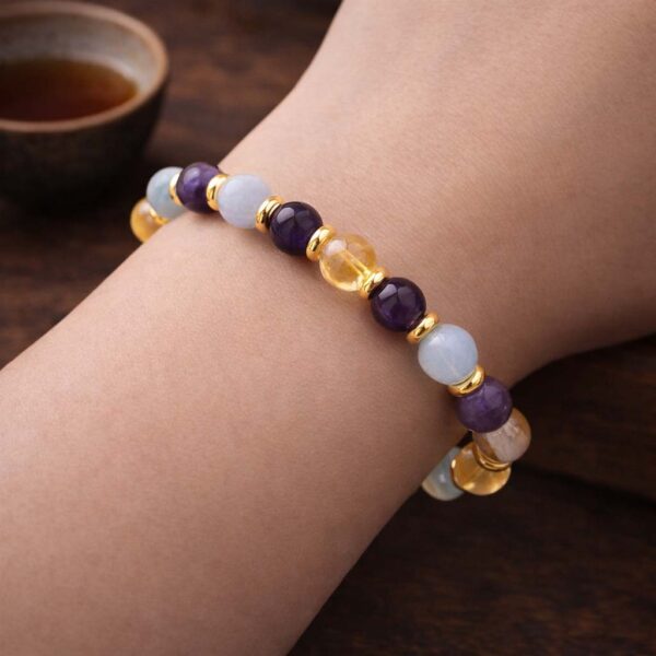 Strength Bracelet – Crafted With Care Handcrafted gemstone bracelet showing careful assembly and gold accents