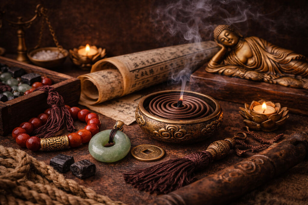 Symbolic objects representing the story, wisdom, and cultural roots behind Eastern Story