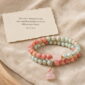 Blush Harmony Double-Wrap Stone Bracelet, product on premium textile with a meaning card