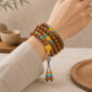 Bright Horizon 108-Bead Bodhi Seed Mala, faceless multi-wrap wrist view