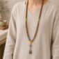 Bright Horizon 108-Bead Bodhi Seed Mala, faceless long-necklace view from collarbone to waist
