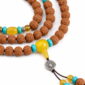 Bright Horizon 108-Bead Bodhi Seed Mala, close detail of seed texture, accent beads, connector, and drop