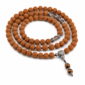 Cloud Path 108-Bead Bodhi Seed Mala, complete 108-bead mala on pure white