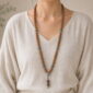 Cloud Path 108-Bead Bodhi Seed Mala, faceless long-necklace view from collarbone to waist