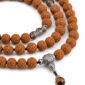 Cloud Path 108-Bead Bodhi Seed Mala, close detail of seed texture, accent beads, connector, and drop