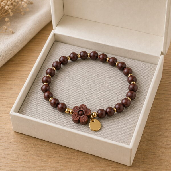 Deep Blossom Rosewood Bracelet - Display Box Deep Blossom Rosewood Bracelet, product in a neutral open display box