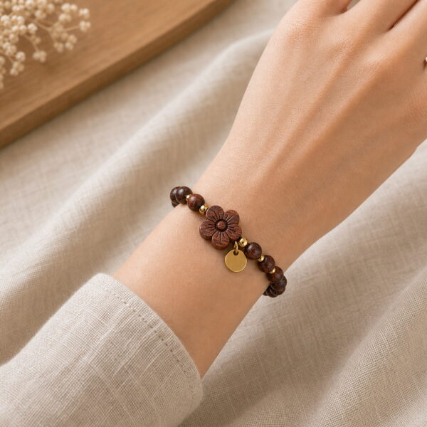 Deep Blossom Rosewood Bracelet - Wrist Deep Blossom Rosewood Bracelet, faceless natural wrist wearing the product