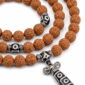 Enduring Blessing 108-Bead Bodhi Seed Mala, close detail of seed texture, accent beads, connector, and drop