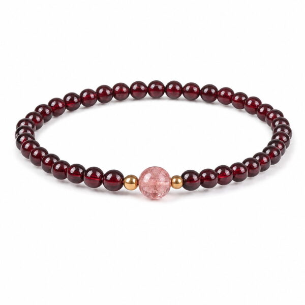 Gentle Ember Garnet & Pink Quartz Bracelet - White Background Gentle Ember Garnet & Pink Quartz Bracelet, complete product on pure white