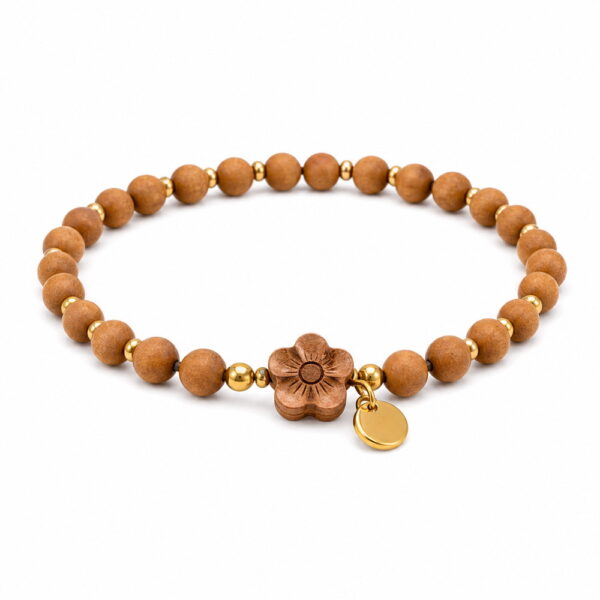 Peach Blossom Sandalwood Bracelet - White Background Peach Blossom Sandalwood Bracelet, complete product on pure white