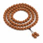 Quiet Path 108-Bead Bodhi Seed Mala, complete 108-bead mala on pure white