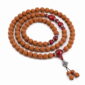 Red Harmony 108-Bead Bodhi Seed Mala, complete 108-bead mala on pure white