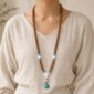 Still Waters 108-Bead Bodhi Seed Mala, faceless long-necklace view from collarbone to waist