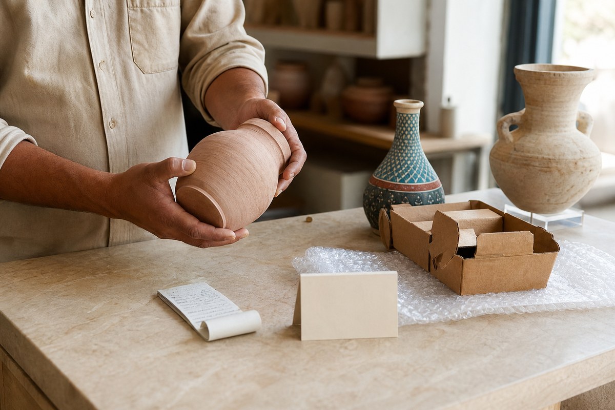 Modern pottery examined with maker information, receipt, and workshop documentation