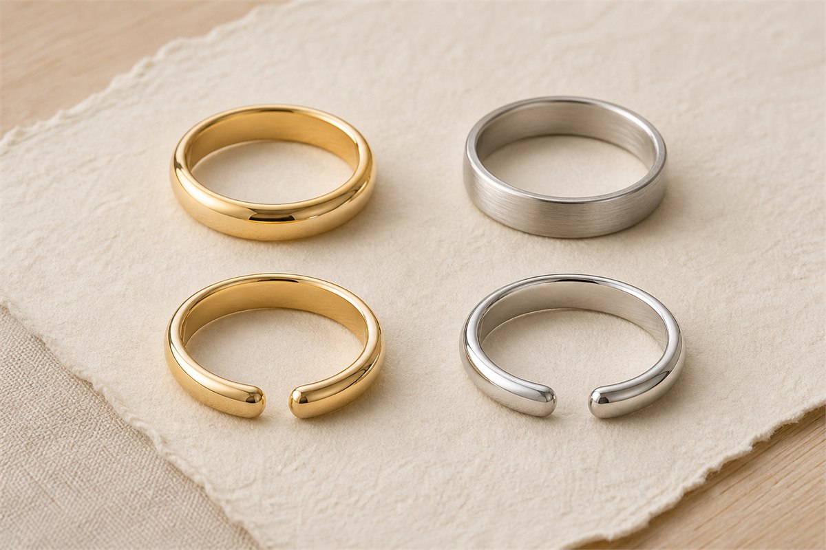 Two closed bands and two adjustable open bands with smooth rounded edges