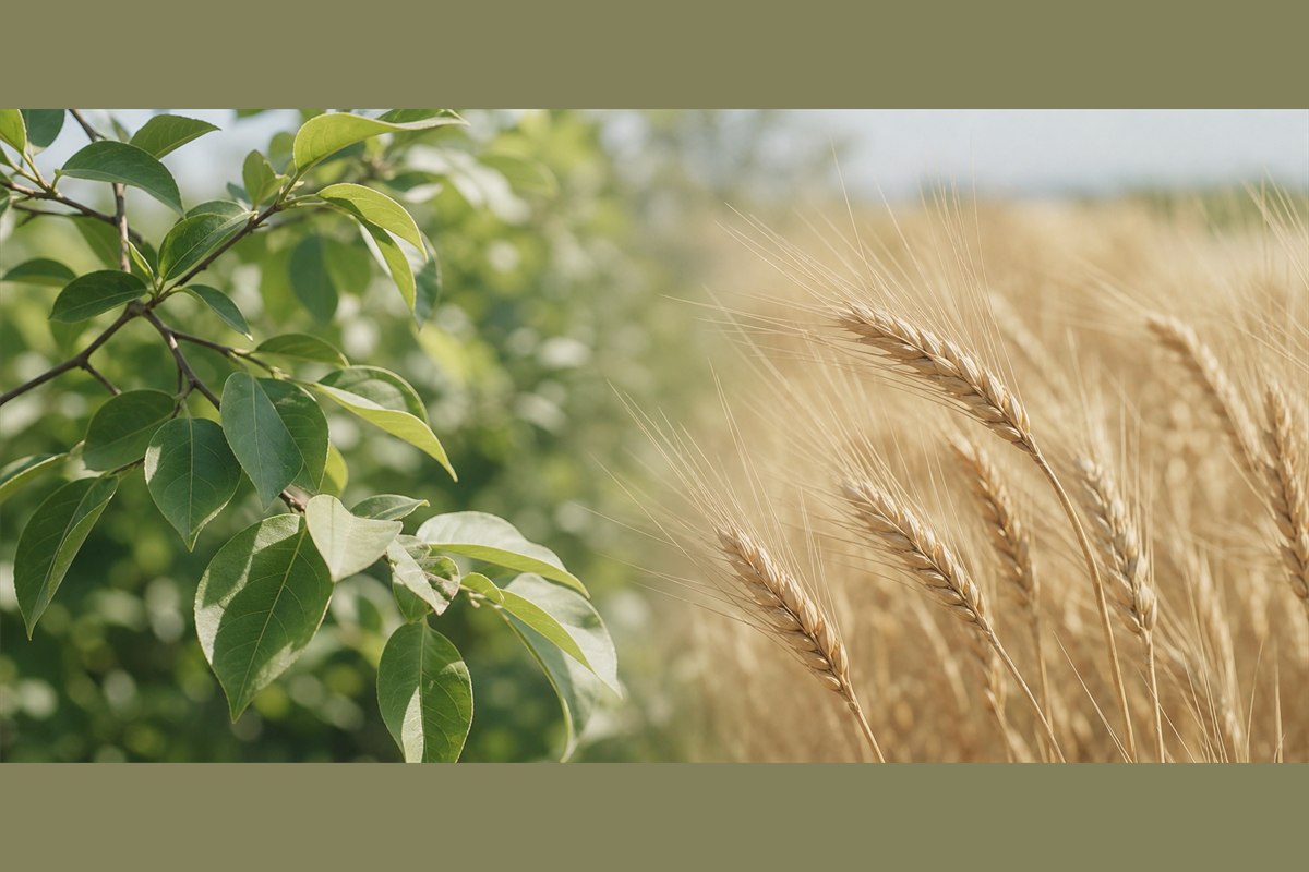 Early-summer leaves transitioning to wheat awns across a two-part seasonal study