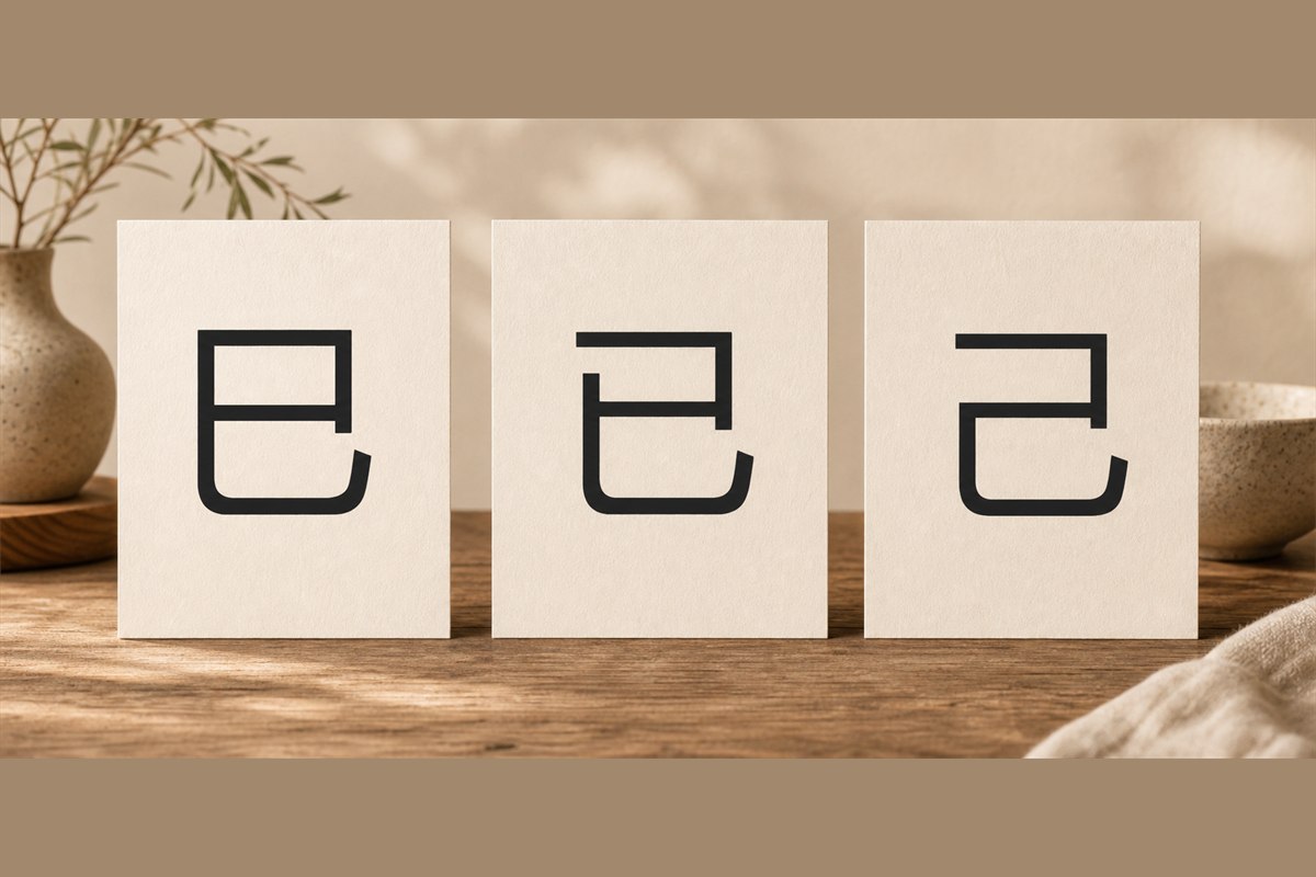 Three modern printed cards showing 巳, 已, and 己 side by side