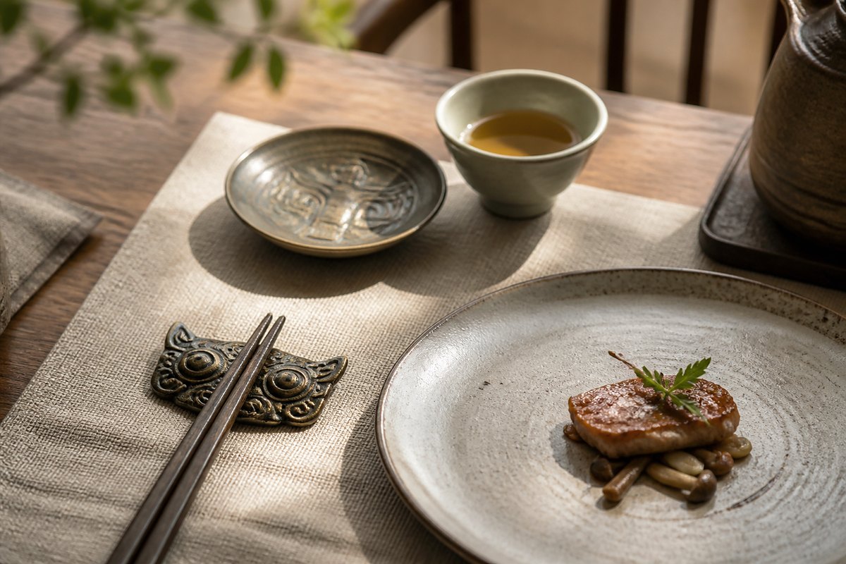 Taotie (饕餮) cultural dining scene for Taotie Feast (饕餮盛宴) and Lao Tao (老饕)