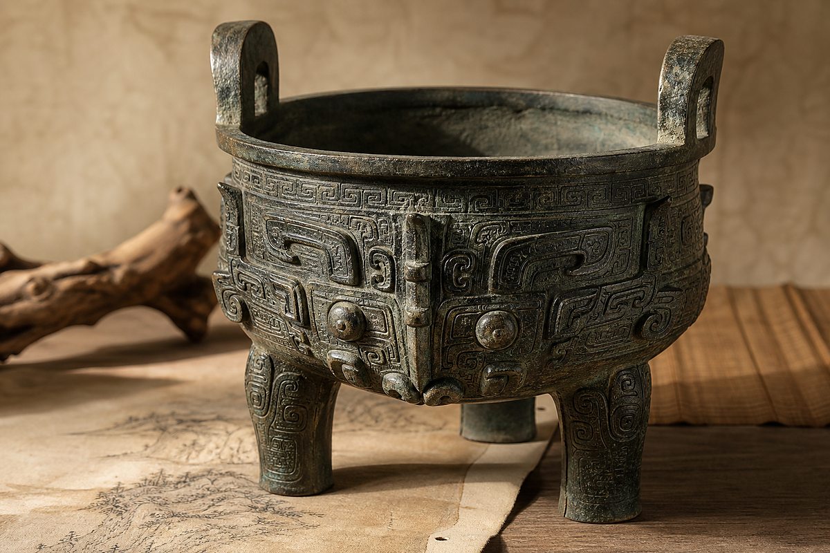 Taotie pattern (饕餮纹) on an Eastern bronze ritual vessel