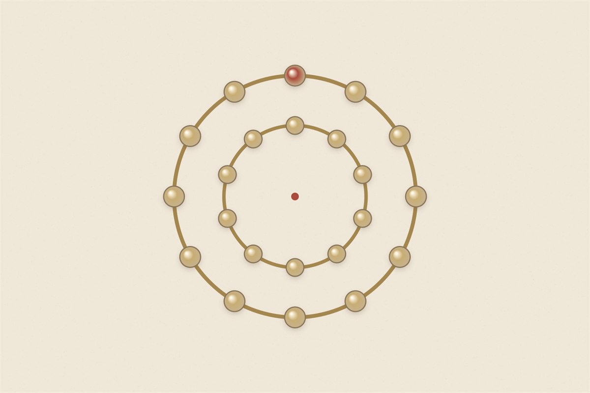 Two interlocking rings with ten inner markers and twelve outer markers