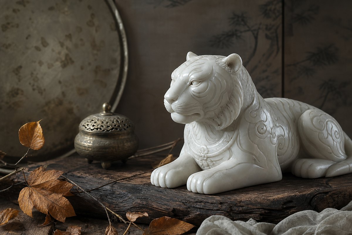 White Tiger (白虎) symbol for the west, metal element, autumn, courage, and protection