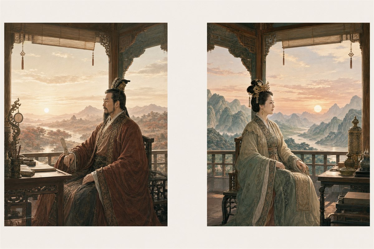 Separate equal panels show Dongwanggong in the east and Xiwangmu in the west