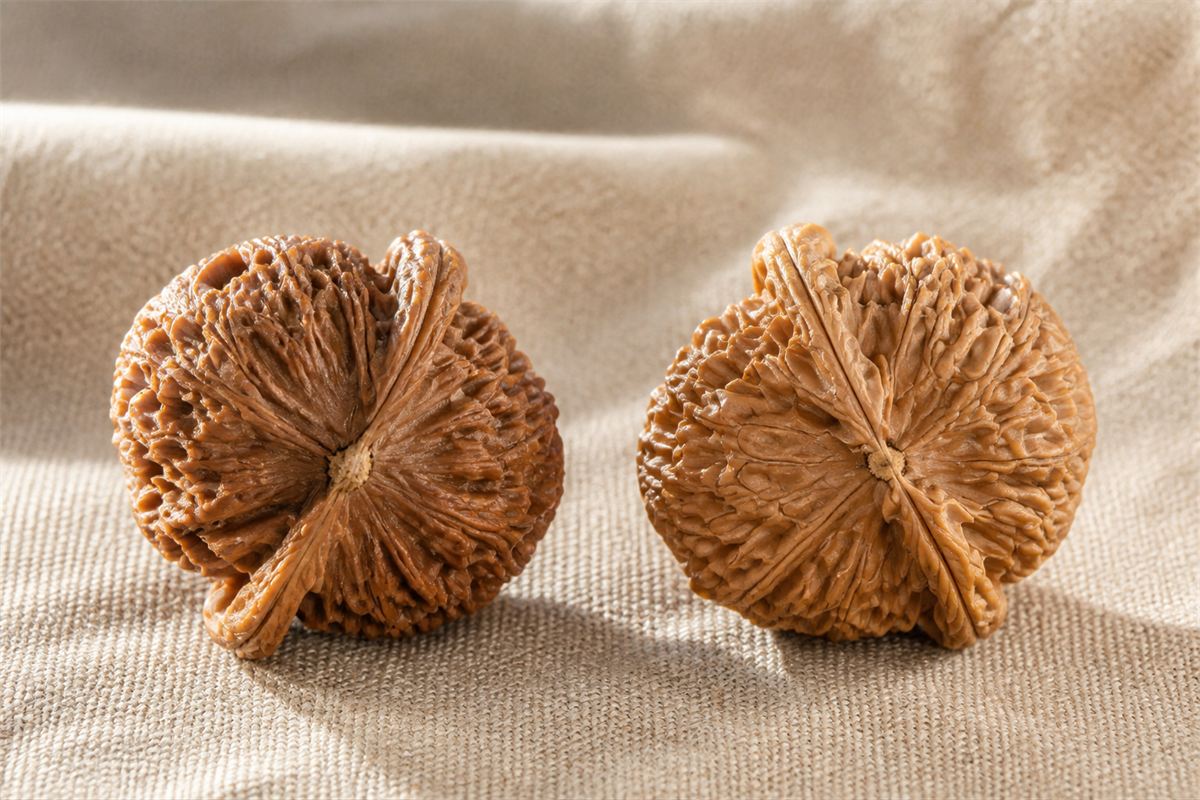 A matched Wenwan walnut pair shows a subtle natural difference in brown tone under neutral light.