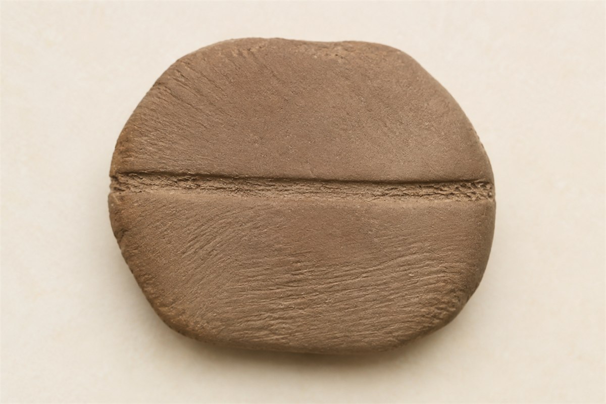 Back of a clay sealing reconstruction with a central cord groove