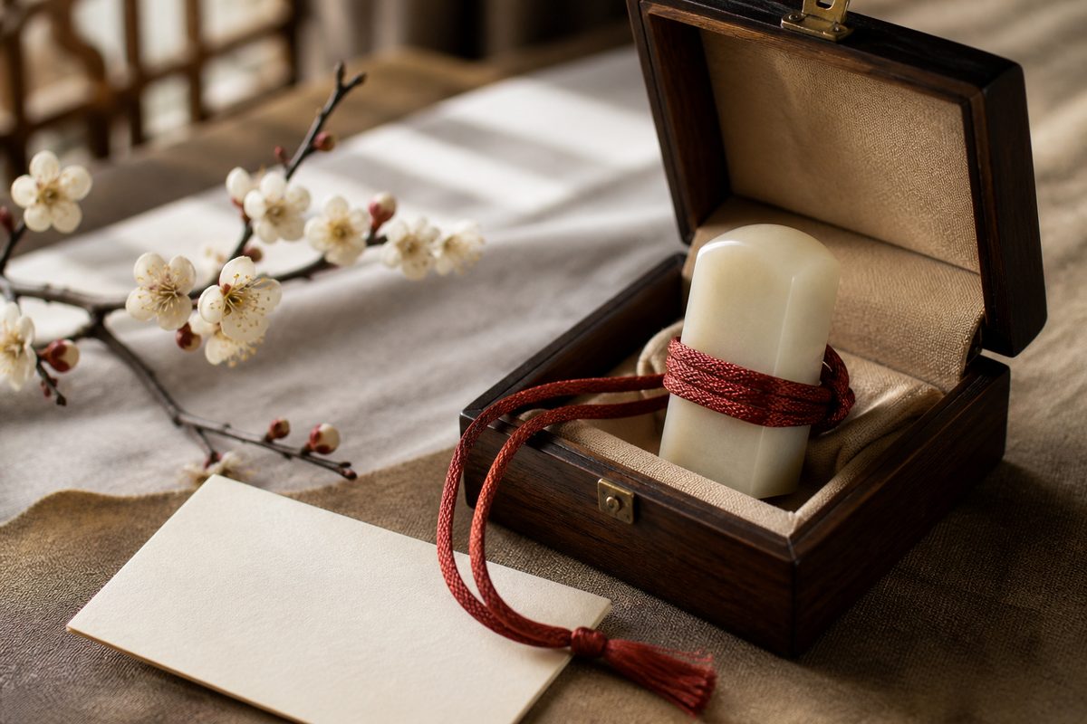 Pale stone seal presented as a meaningful gift