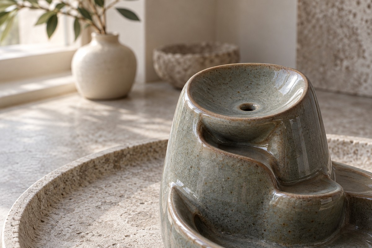 An empty ceramic cone seat with a centered opening and an unobstructed lower channel.